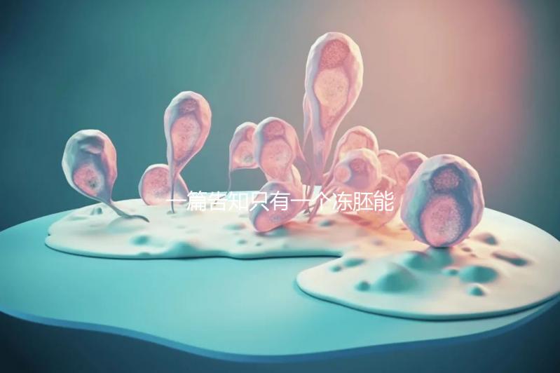 一篇告知只有一個凍胚能否移植，機(jī)會有多大做之前都看看